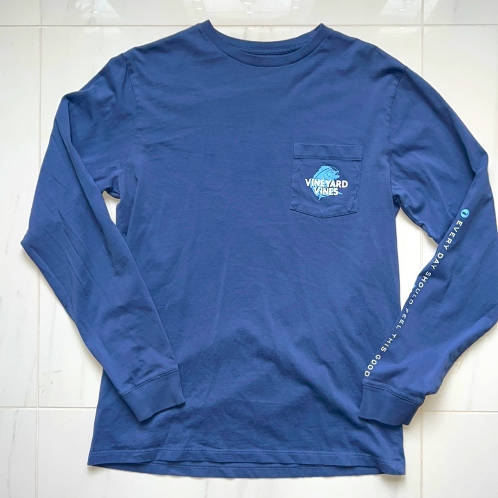 Periwinkle Blue Vineyard Vines Graphic Long Sleeve T Shirt Size S - Picture 2 of 6